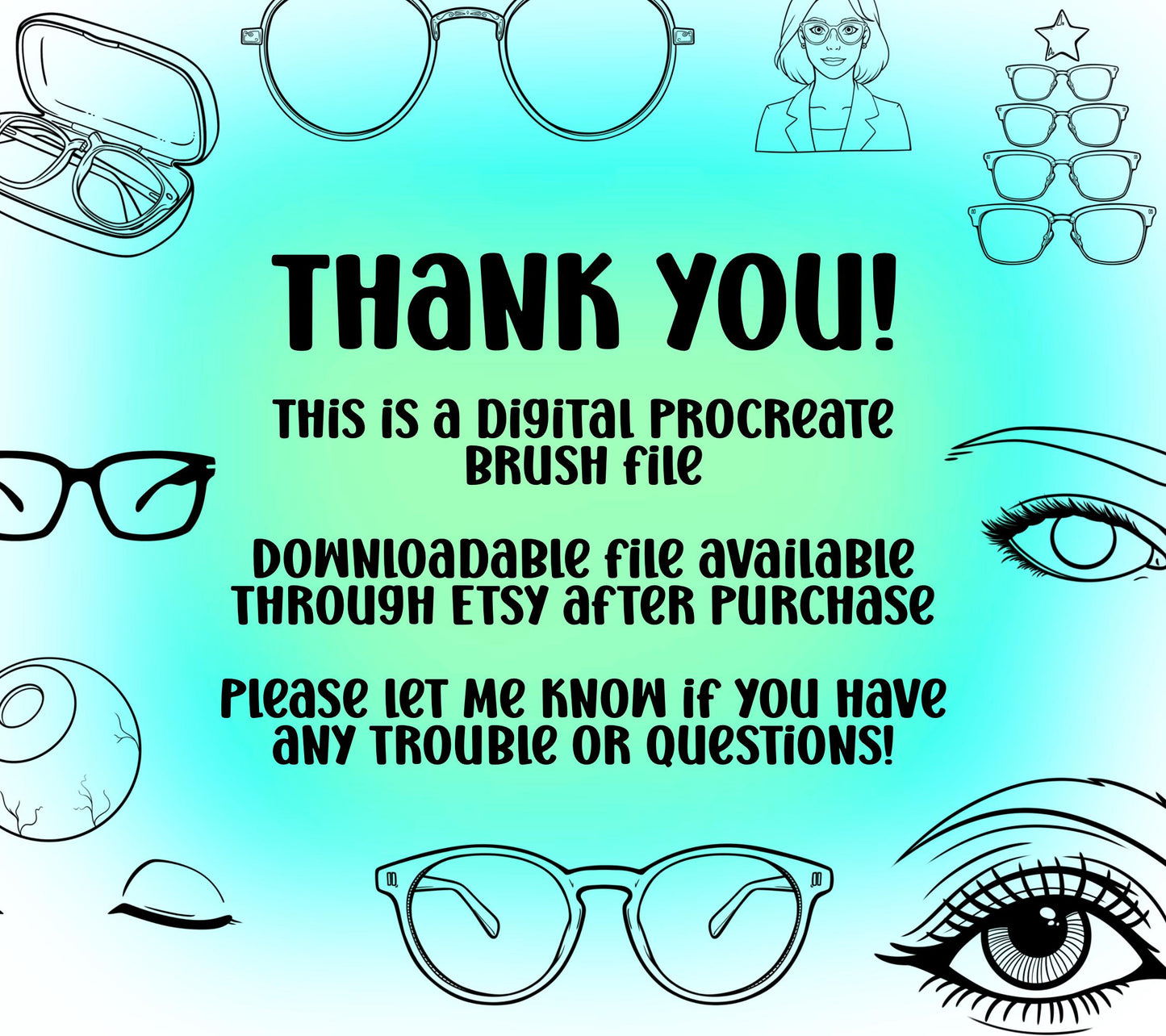 70 Procreate Optometry Stamp Brushes | Optometry Tools, Eyewear, Optometric Machines, Eyeballs, Eyes, Occluders, Retinoscope, and more!