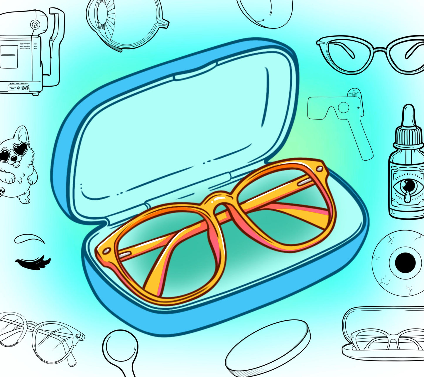 70 Procreate Optometry Stamp Brushes | Optometry Tools, Eyewear, Optometric Machines, Eyeballs, Eyes, Occluders, Retinoscope, and more!