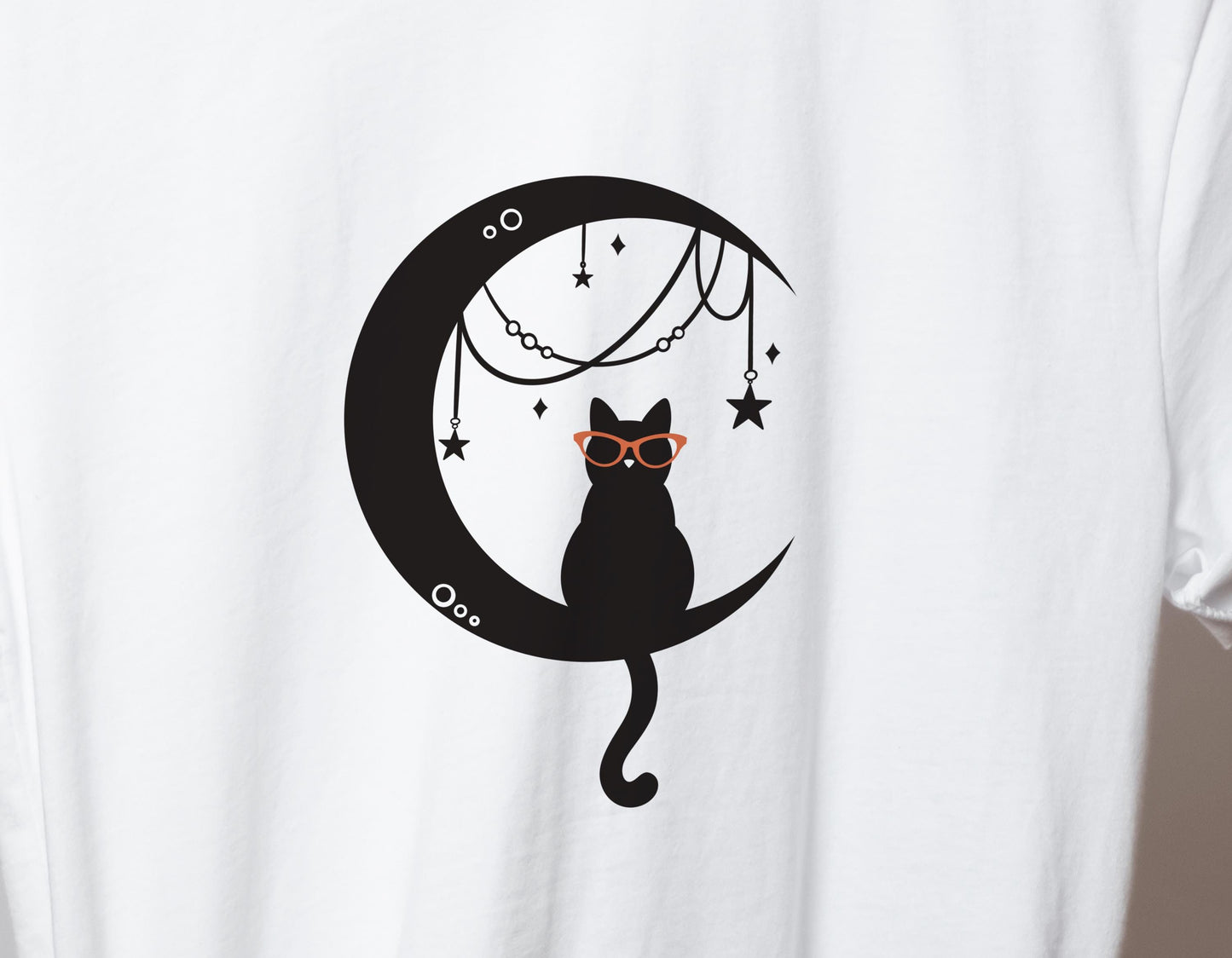 Glasses Cat on the Moon Design Digital PNG | Optician, Optometrist, or Optometric Tech shirt design | Optical PNG Digital Download