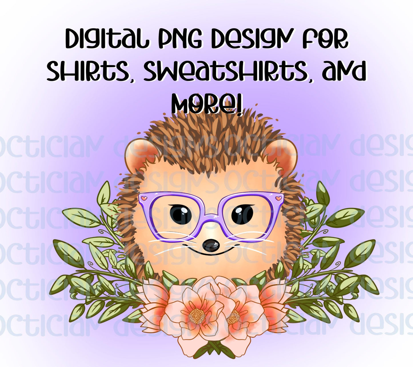 Hedgehog in Glasses Design Digital PNG | Optician, Optometrist, or Optometric Tech shirt design | Cute Hedgehog PNG Digital Download