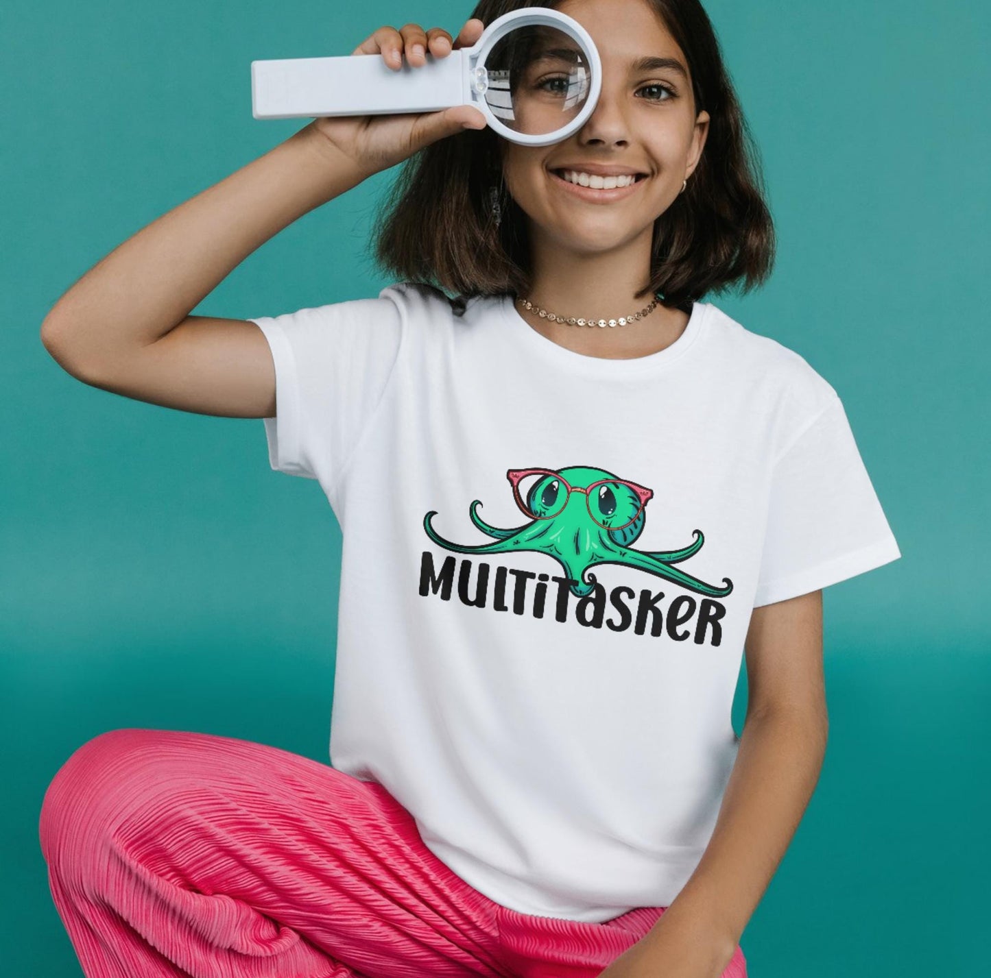 Multitasker Octopus in Glasses Design Digital PNG | Optician, Optometrist, or Optometric Tech shirt design | Octopus PNG Digital Download