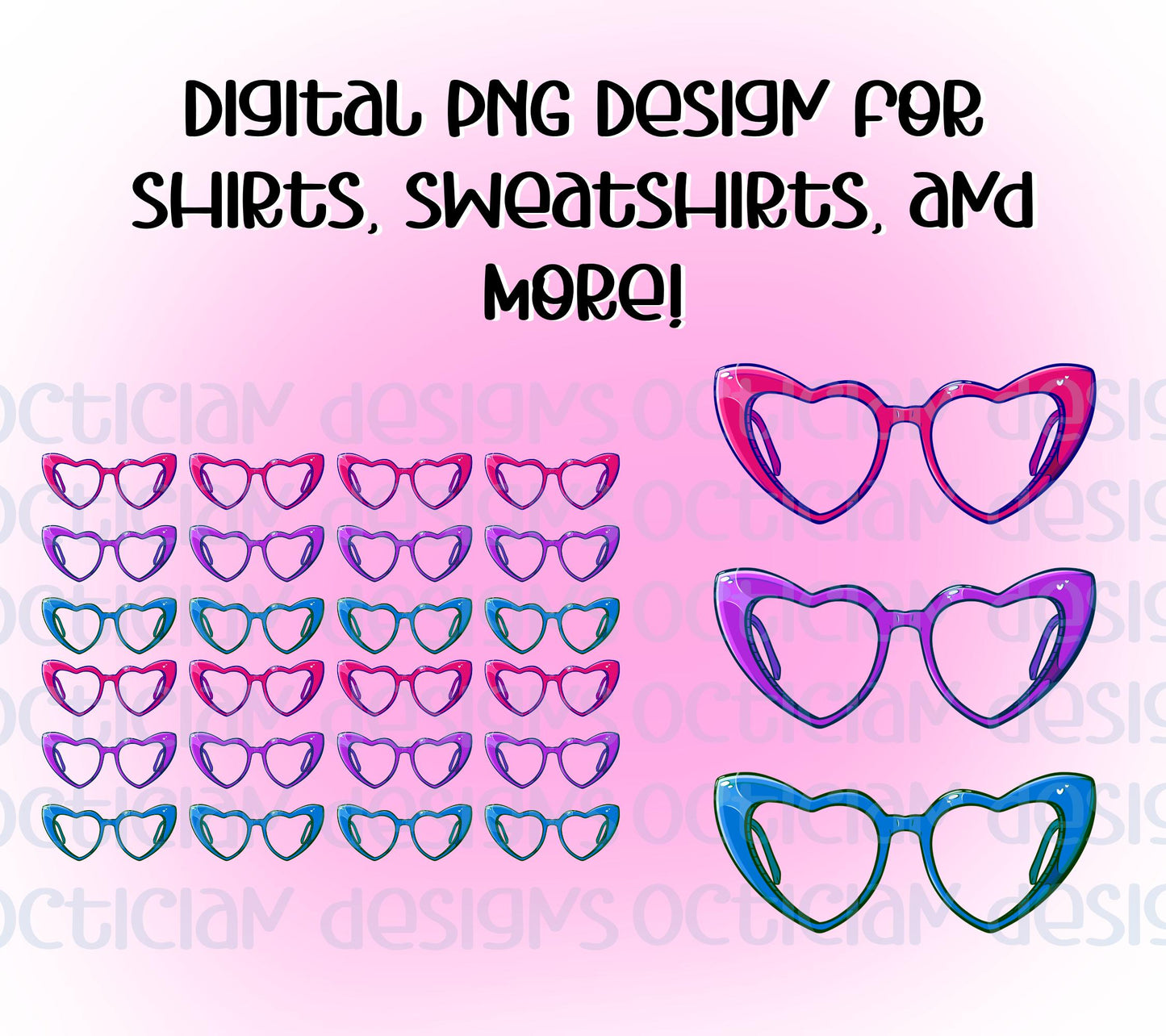 Heart Glasses Design Digital PNG | Optician, Optometrist, or Optometric Tech shirt design | Optical Eyewear PNG Digital Download