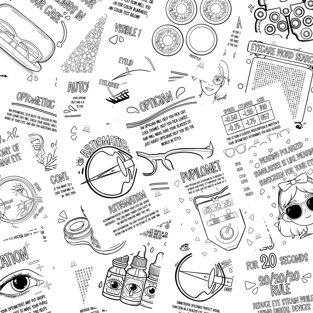 Digital Download: Educational Optometry Practice Printable Coloring Pages