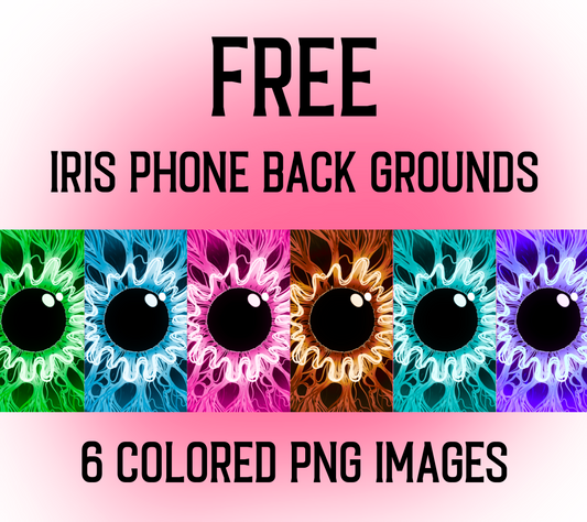 FREE Iris Phone Backgrounds | 6 Colors | PNG Digital Download Free To Use!