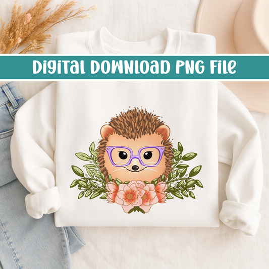 Hedgehog in Glasses Design Digital PNG | Optician, Optometrist, or Optometric Tech shirt design | Cute Hedgehog PNG Digital Download