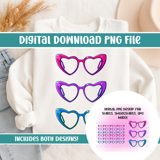 Heart Glasses Design Digital PNG | Optician, Optometrist, or Optometric Tech shirt design | Optical Eyewear PNG Digital Download